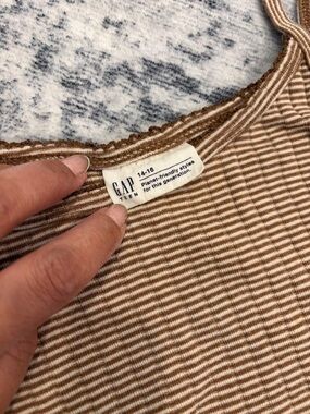 GAP Striped Ribbed Tank Top - Brown & Cream